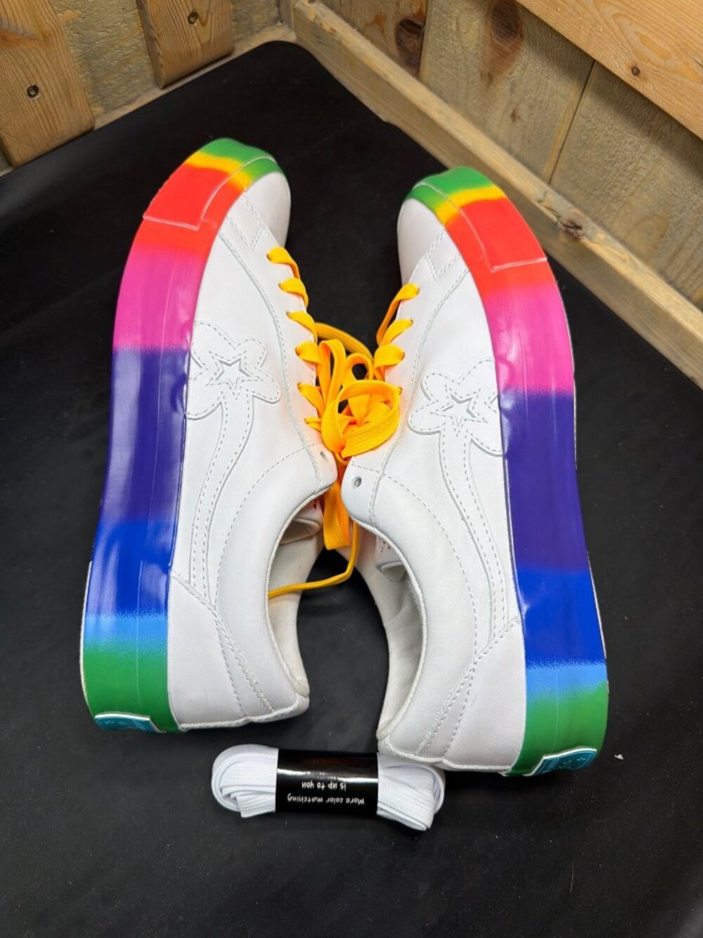 Converse x GOLF le FLEUR One Star Rainbow White Leather Shoes Mens 11 Womens 13 - Picture 11 of 11